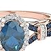WillowswayW Women Oval Shiny Blue Rhinestone Bride Engagement Wedding Ring Fashion Jewelry Gift