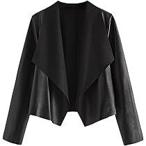 waterfall collar leather jacket