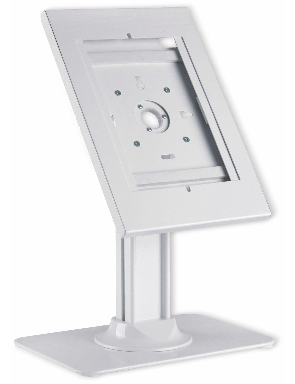 PureMounts PDS-5911 Tablet Stand with Lockable Steel Case - Compatible with iPad 9.7/10.2/10.5 Air/Air 3 Pro & Samsung Tab A 10.1 - White