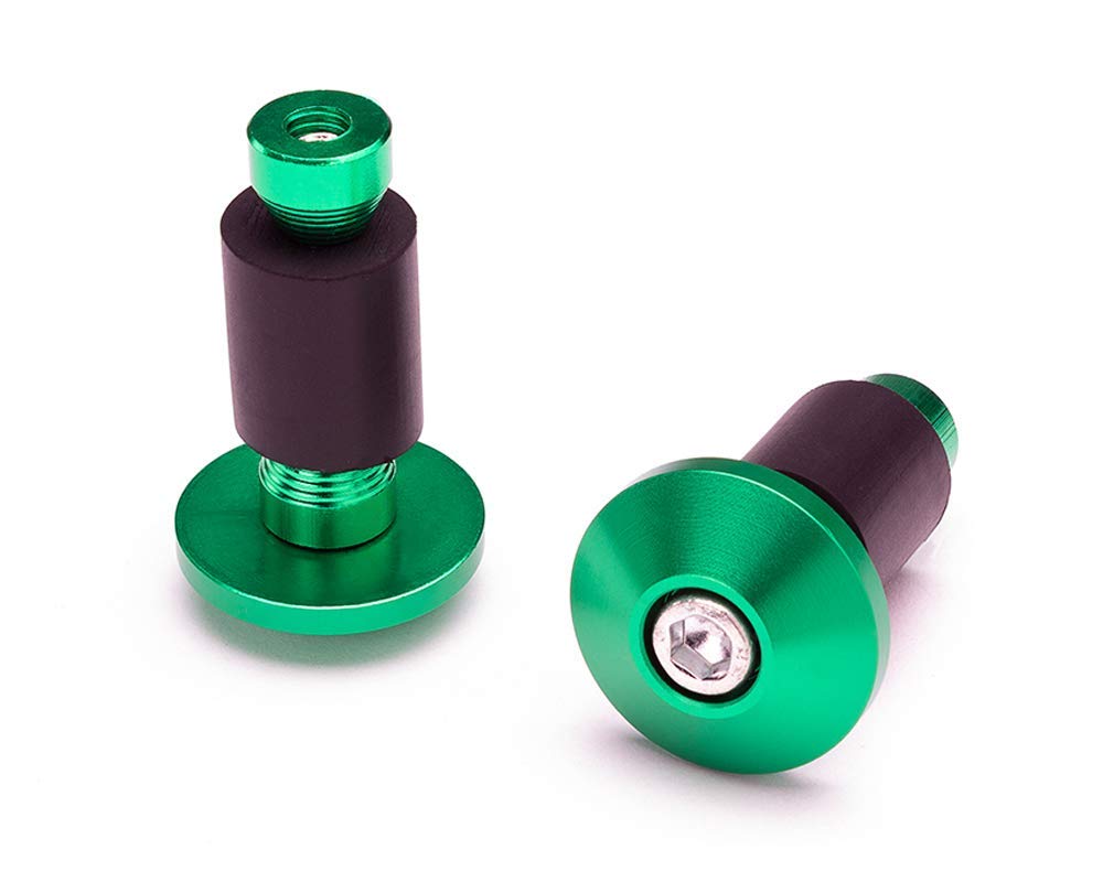 Motorcycle HandleBar Bar End Weights Plugs Caps Anti Vibration CNC Billet Aluminium for 22mm 7/8 Inch Hollow Handlebars (Green) 2 PCS
