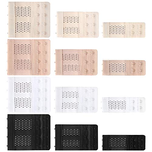 Aphlos New Version 12 Pack Flexible Bra Extender Strap 2/3/4 Hooks Adjustable Bra Strap 4 Assorted Colors - Thumbnail 7