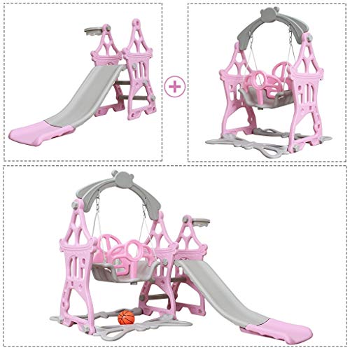 ZHOU2 Kids Swing and Slide Set, 3 in 1 Toddler Slide Swing Climber