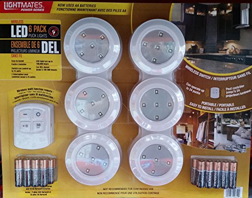 Lightmates Power Series 6pk Wireless LED Puck Lights with Remote