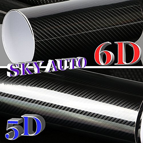 New 6D Black Shinny GLOSSY Carbon Fiber Vinyl Wrap Sheet With Air Release (1ft X 5ft, Silver)