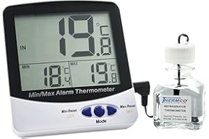 Thermco ACC895INC Triple Display Large Digit Digital Thermometer for Incubators, -50 to 70°C with Bottle Media Certified @ +3