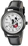 Disney Mickey Mouse Men's W002403 Mickey Mouse Gunmetal-Tone Watch with Faux-Leather Band