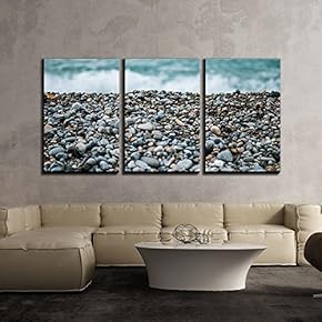 Pebbles on Beach x3 Panels