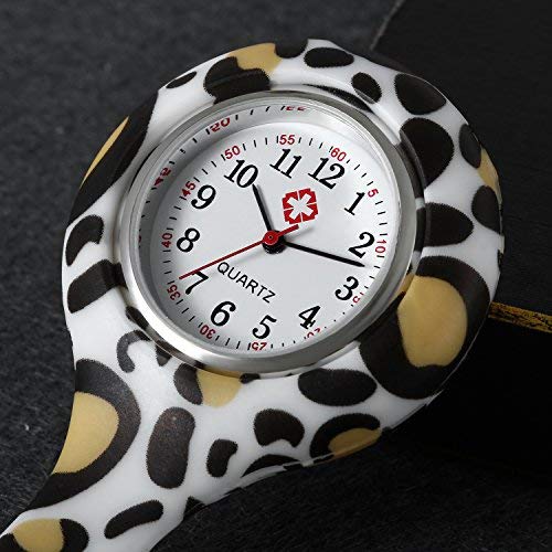 Women Girls Nurse Watches Hygienic Lapel Pin-on Brooch Flower Silicone Cover Medical Doctor Paramedic Hanging Fob Watch