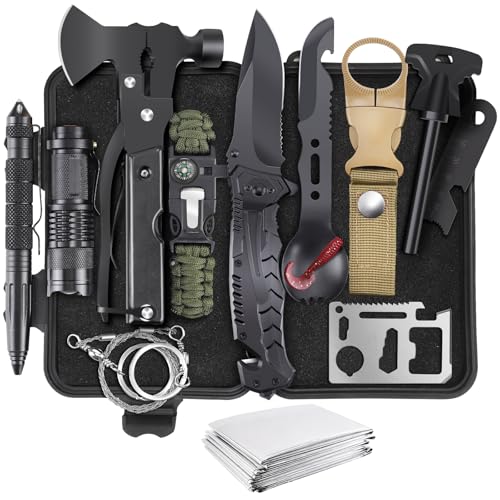 Gifts for Men Fathers Day 14-in-1 Survival Kit - Premium Outdoor Survival