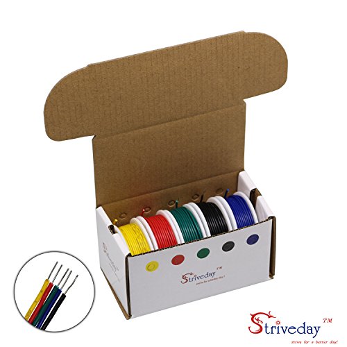 Striveday™ 26 AWG Hook Up Wire 1007 PVC Solid wire Kit box Electric wire 26 gauge 300V Cable (32.8ft Each Color) - Thumbnail 3