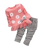 Baby Girls' Bowknot 2pcs Set Children Clothes Suit Top and Pants(FBA) (Age(2T), Flower-Pink)
