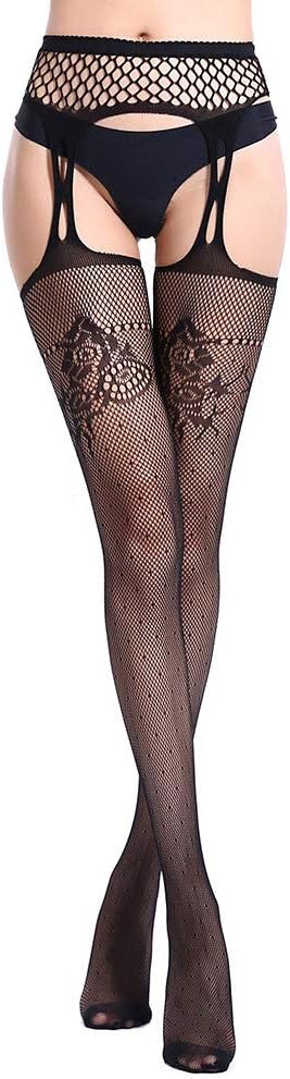 Kcocoo Womens Suspender Pantyhose Stockings Fishnet Tights Stretchy High Stockings Lingerie | Ladies Sexy Lace Garter Stockings Leggings