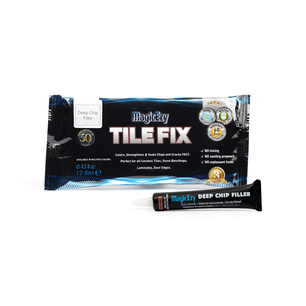 MagicEzy Tile Fix - Deep Chip Filler - Strong Epoxy Tile Crack Repair Kit - Ceramic, Porcelain, Acrylic