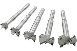Forstner Drill Bit Set,5pcs 15-35mm High Strength Steel Flat Bit Drill Set Woodworking Hole Saw Wood Cutter Tool Father's Day