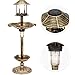 Best Choice Products Decorative Garden Solar-Powered LED Pedestal Bird Bath Feeder w/Planter, Lamp Topper, Bronze