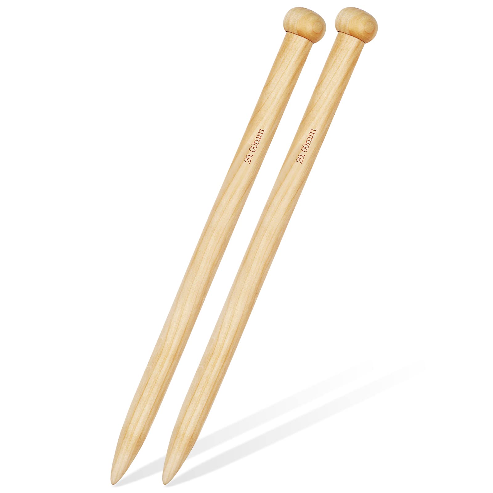 Aeelike Bamboo Knitting Needles 20mm UK, 35cm Long Chunky Wooden Knitting Needles Straight for Beginners and Arthritic Hands, 20mm Thick Large Knitting Needles for Chunky Yarn and Blankets — image 1