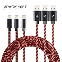 LSXD Charger Cable Compatible with Smart Phones Fast Charging and Data Sync Charger Cable (red, 10ft 3 Pack)