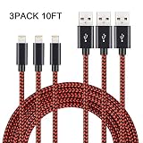 LSXD Charger Cable Compatible with Smart Phones Fast Charging and Data Sync Charger Cable (red, 10ft 3 Pack)