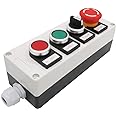 TWTADE/Red Green Momentary Switch, Red Mushroom Emergency Stop Latching Push Button Switch,3 Positions 2NO Latching Select Selector Switch Station Box hz-11ZS-20X-GR
