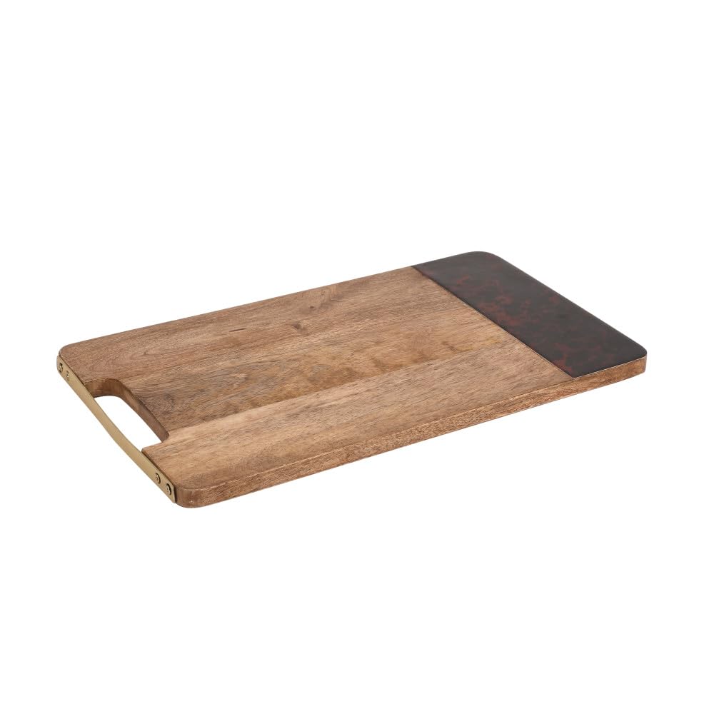 Artesà Rectangular Serving Platter for Nibbles Appetizers, Mango Wood Serving Board with Tortoiseshell, 40 x 23cm