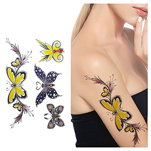 KOMMOK 15 Sheet Waterproof Temporary Tattoos, Large 3D Sexy Realistic Flowers Rose Peony Water Transfer Stickers, Body Art Temporary Tattoo for Kids Adults Men and Women