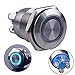 Ulincos® Momentary Pushbutton Switch U16B1 1NO Silver Stainless Steel Shell with Blue LED Ring Suitable for 16mm 5/8