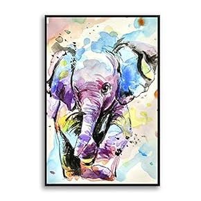 Framed Canvas Home Artwork Decoration Watercolor Painting Canvas Wall Art for Living Room, Bedroom - 16x24 inches