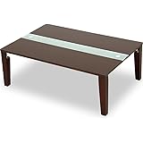 LOWYA テーブル ローテーブル 折りたたみ 木製 ガラス おしゃれ 90×60cm ブラウン
