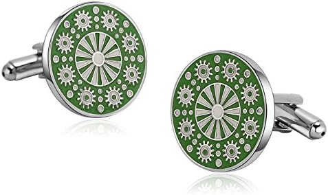 Coniea 1 Pair Stainless Steel Cuff Links Mens Designer Engraved Clouds Flower Round