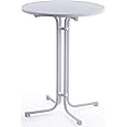 Displays2go Round Bar Table with 31.5" MDF Top, 42.25-inch-Tall Pub Table with Collapsible Steel Frame (White)
