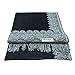 Paskmlna Border Pattern Double Layered Reversible Woven Pashmina Shawl Scarf Wrap Stole (003#22black/white)