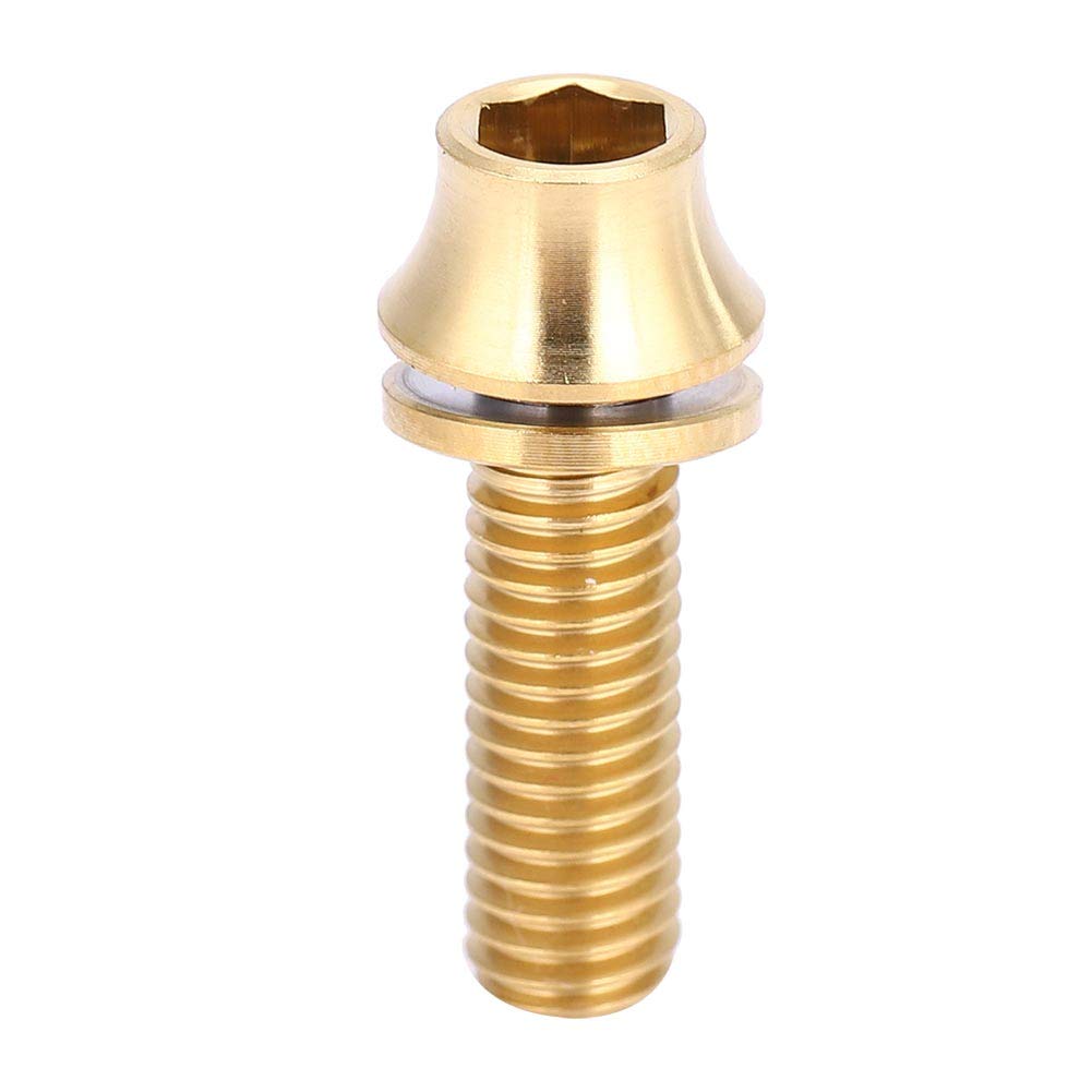 Water Bottle Cage Bolt, Bicycle Titanium Alloy Water Cage Screw Bolt Water Bottle Screw Bike Water Bottle Screw with Washer for Bike(gold, M5×16)