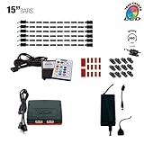 Cyron RGB LED Under Counter Cabinet Dimmable Multicolor Light TV Kitchen Accent Lighting Kit, Economy Series Controller, 360 Degrees Rotatable, 6 x 15 Inch LED Light Bars