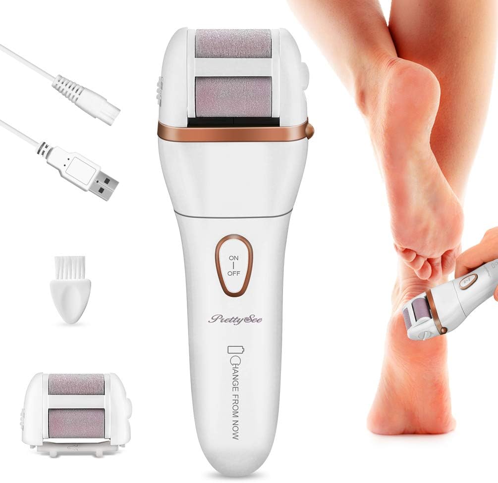 Electric Callus Remover Powerful Pedicure Tool Electric Pedicure Kit 2 Sets of 3 in 1 Coarse Roller Heads Rechargeable Foot File for Dead, Hard Cracked Dry Skin Ideal Gift