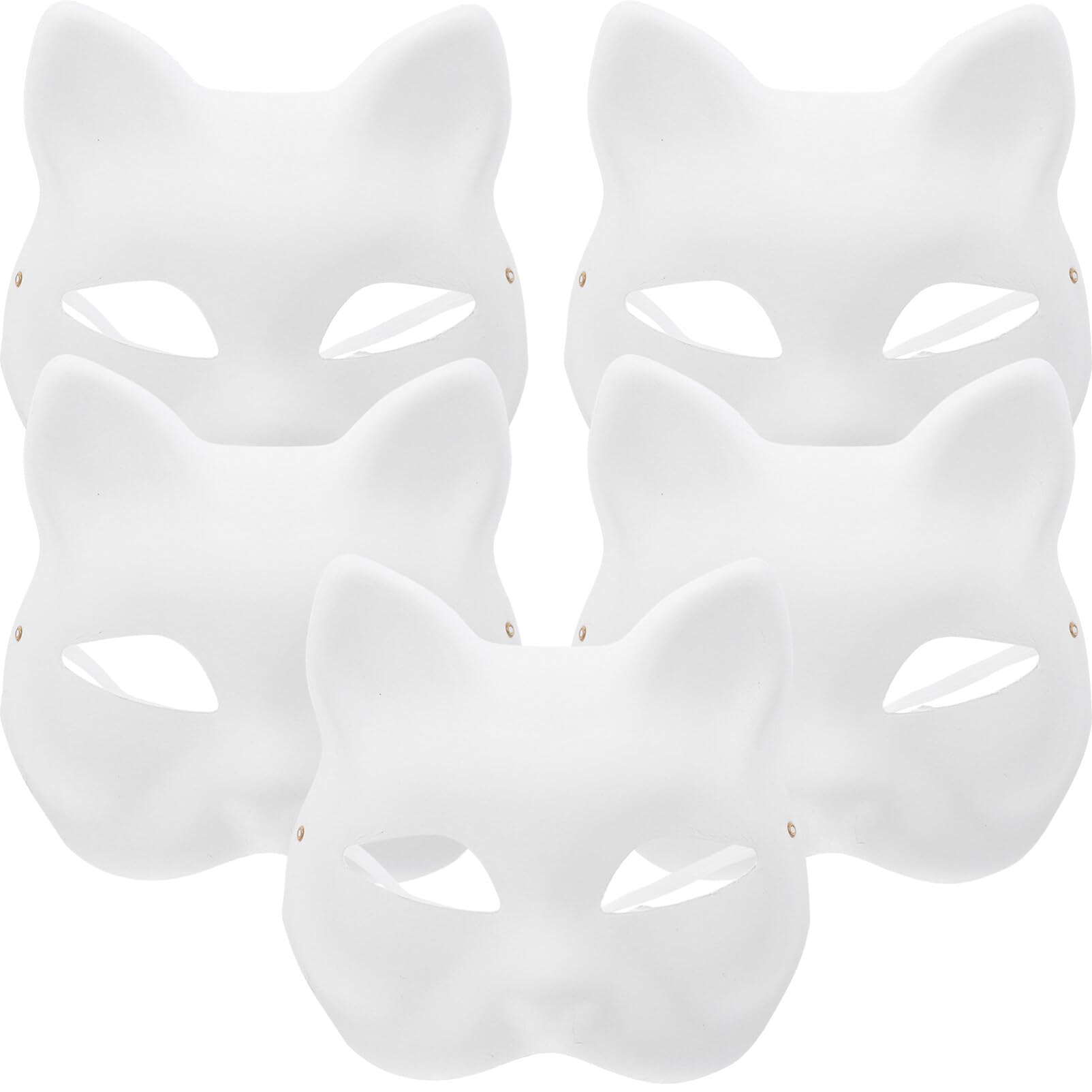 Ciieeo 5Pcs Cat Mask: DIY Blank Cat Mask Hand Painted DIY Pure White s Blank Paper s for Halloween Costume