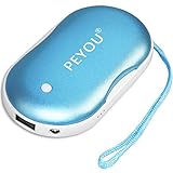 Peyou Rechargeable Hand Warmer, 5200mAh USB Portable Power Pack External Battery Phone Charger w/Emergency LED Light Compatible for iPhone iPad Samsung,Pocket Electric Reusable Hand Warmers,in Winter