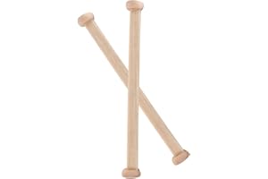 COHEALI 2 Sets Thickened Solid Wood Closet Rods with 2 Wooden Supports, Wardrobe Clothes Rails for Hanging Clothes