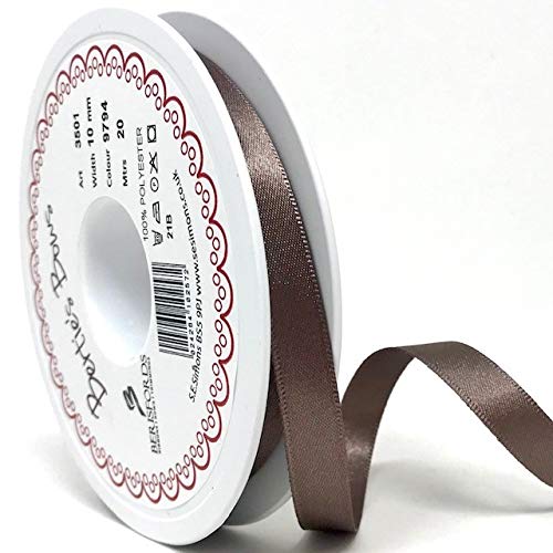 Berisfords Ribbon, Polyester, Taupe, 20m x 10mm