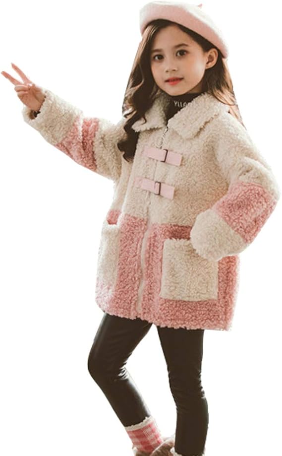 Amazon ロモハナガ 子供服 アウター 女の子 ボアブルゾン ジャケット 女の子 コート ボアジャケット キッズ アウター 防寒 キッズ アウター 裏ボア キッズ コート 女の子 コート 冬 ふわふわ もこもこ 可愛い 冬服 厚手 カジュアル コート ジャケット 通販