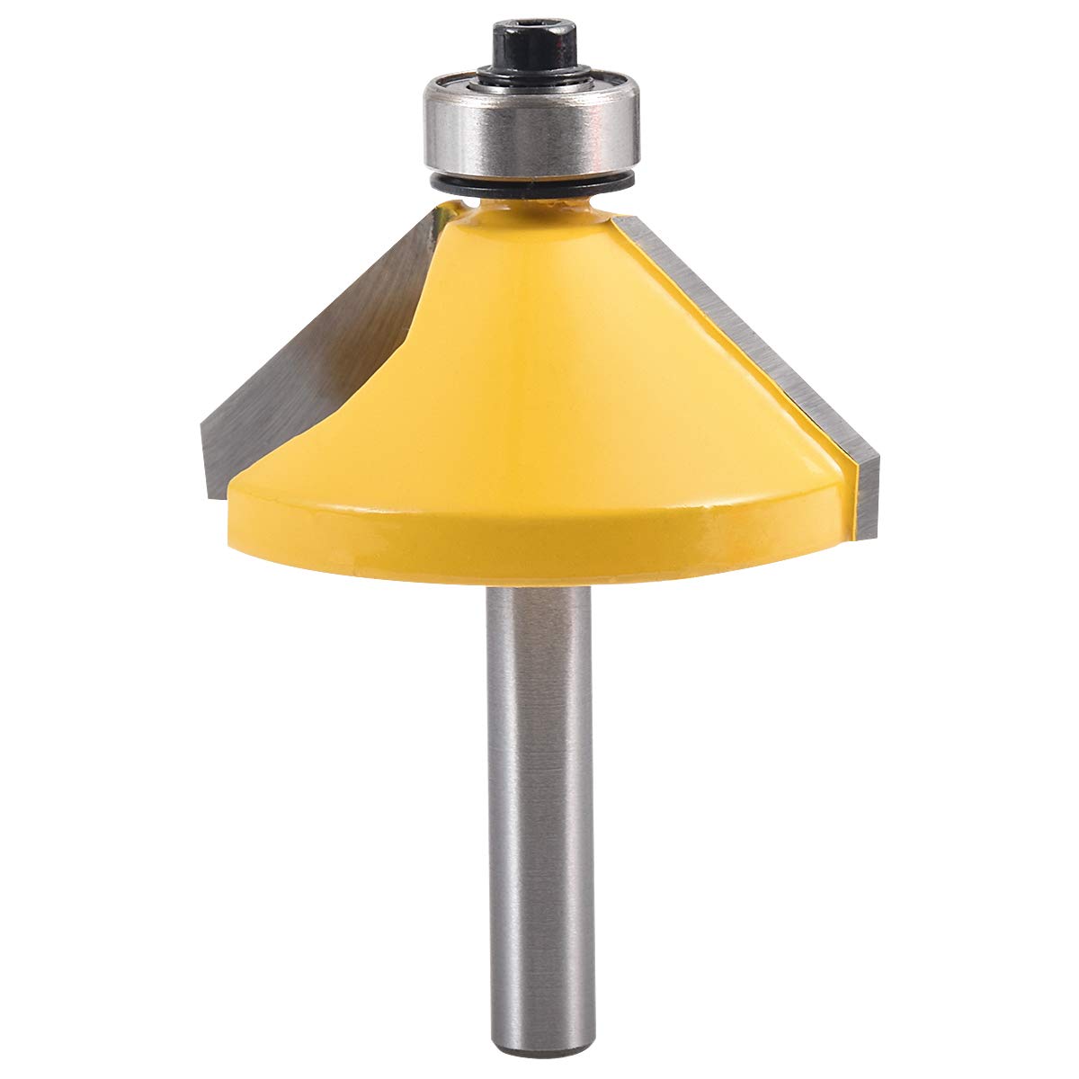 KATUR 45 Degree Chamfer and Bevel Edging Router Bit, Carbide Tipped Chamfer Router Bit with 1/4 Inch Shank, Woodworking Milling Cutter (1/4" Shank 45 Degree)