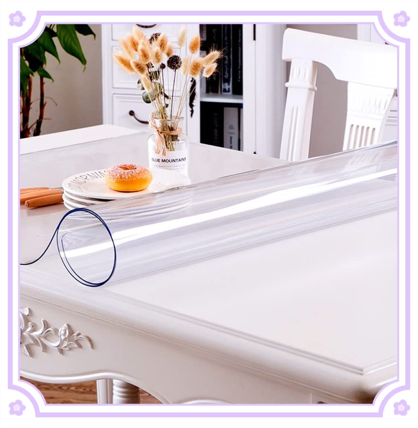 Beauenty Clear Table Protector,1.5mm Thick Rectangular Clear Desk Pad Mat,Plastic Table Cover,PVC Clear Desk Cover Protector,Non-Slip Desk Pad, Table Protector For Dining Room Table,Office(60x120CM)