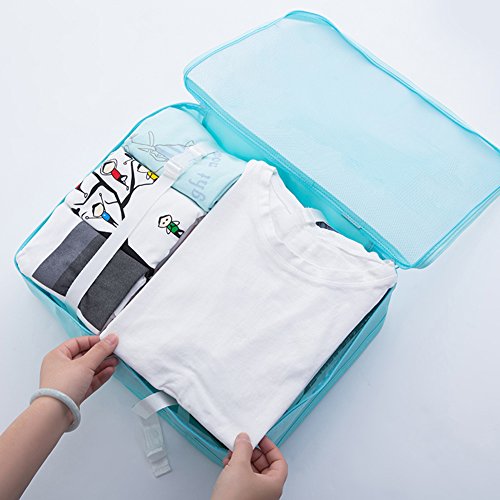 RedSonics(TM) 8Pcs/set Luggage Travel Storage Bags Packing Cubes Organizer Men and Women Fashion Double Zipper Mesh Bag