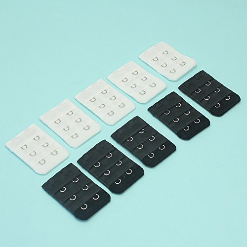 10x Bra Extender Strap Replacement 2 Hooks Row Black White Color Women Ladies - Thumbnail 3