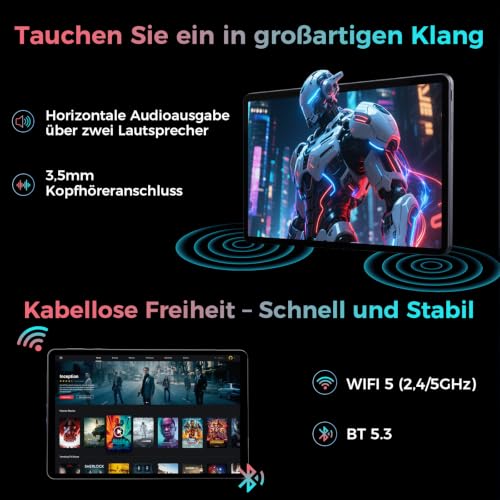 RebotAi 2026 Tablet 11 Inch Android 16 Tablets, 32GB RAM + 128GB ROM/1TB TF, 8000mAh Tablet Octa-Core 1920 x 1200 IPS, 5+13MP/Widevine L1/18W Quick Charge