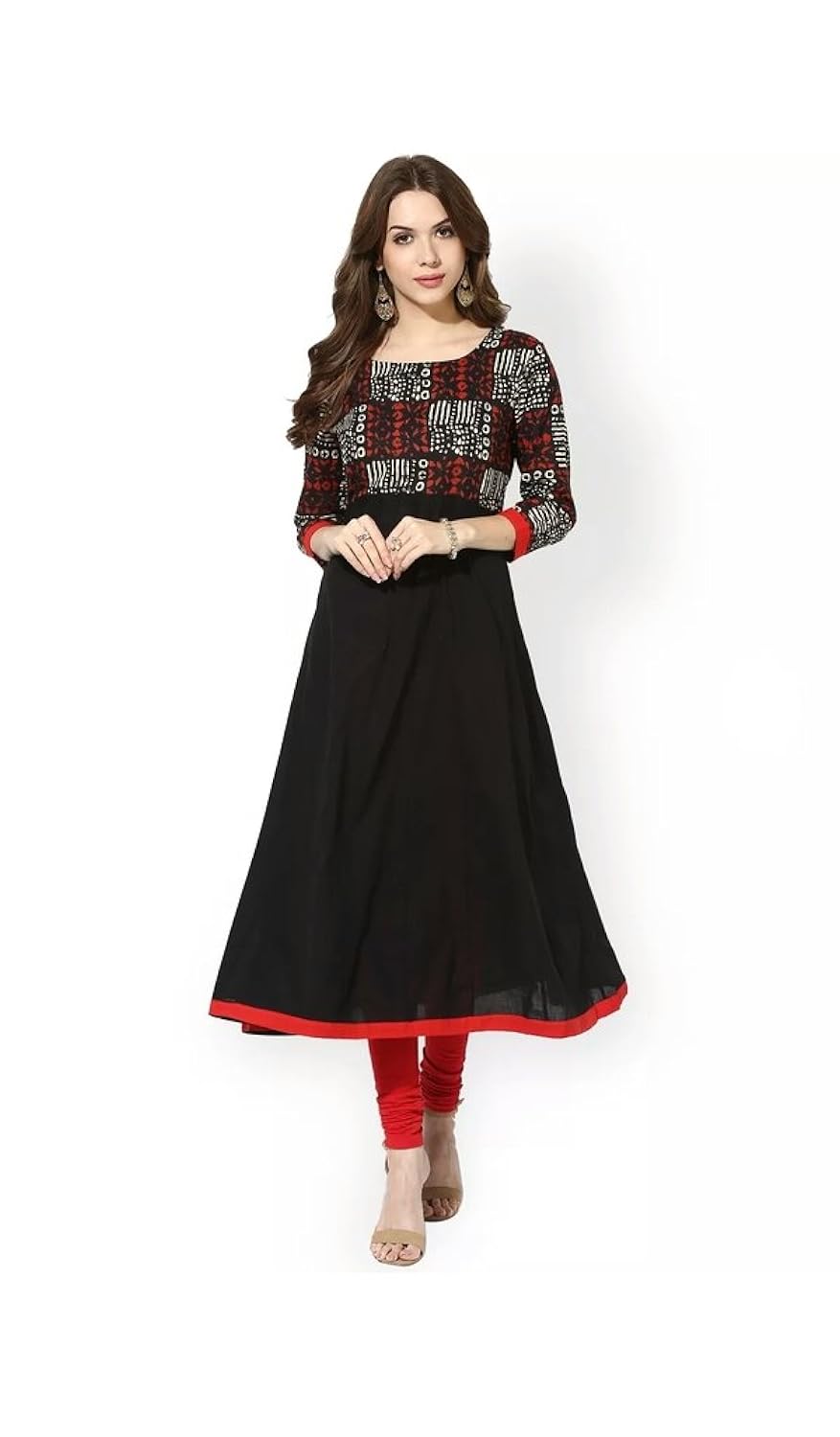 anjushree choice women's black cotton anarkali kurti
