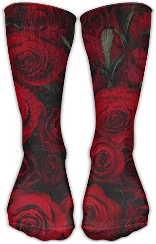 MAMAC Red Rose Socks Funny Design Walking Dress Crew Sock (Shoe Size 6-10)