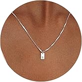 SELSHE Silver Initial Necklaces for Women, Simple Silver Plated Initial Necklace Trendy Silver Letter Necklace Personalized Silver Pendant Necklace Dainty Silver Necklace for Women Silver Jewelry