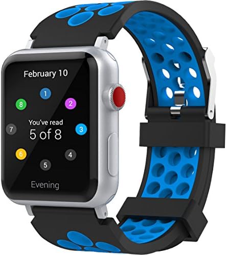 Tecand For Apple Watch Band 42mm, Soft Silicone Band for Apple Watch Series 3/2/1, Two Tone Holes Design, Breathable, Waterproof Sport Replacement Wristband for iWatch, Fits Women and Men, Blue