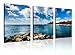Natural art – Bule Shore Seascapes Wooden Framed Canvas Painting Modern Wall Decoration Ready to Hang 3 Panels