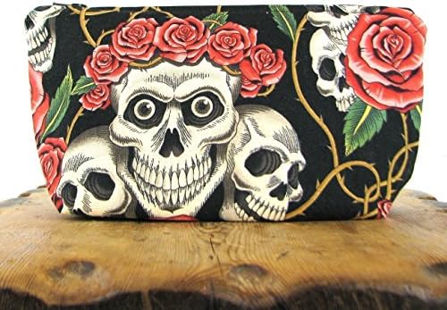 Large Skull and Roses Zippered Pouch